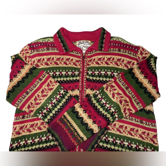 Vintage Heirloom Collectibles Red Nordic Knit Zip Up Cardigan Sweater 90’s Y2K - Picture 9 of 9